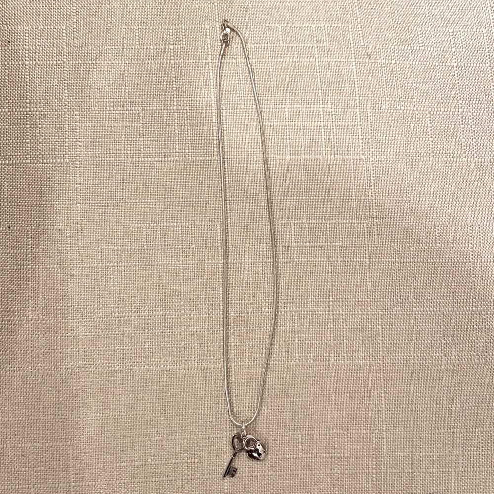 Heart lock and key necklace